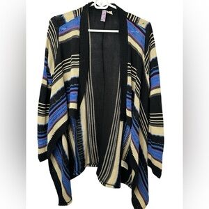 Alya Striped Open Front Cardigan Sweater Large